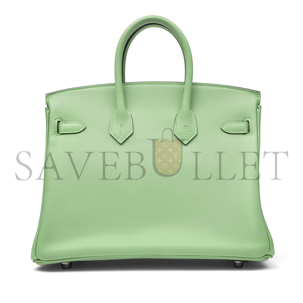 H**mes master birkin 25 swift leather avocado green silver buckle bag h049362ck05 (25*20*13cm)